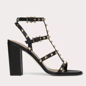 VALENTINO ROCKSTUD ANKLE STRAP SANDAL 90 MM - BLACK